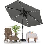 MASTERCANOPY Patio Umbrella with Solar LED Lights for Outdoor Market Table(2.3M,Dark Gray)