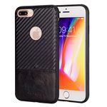 TECHGEAR Premium PU Leather Case with Carbon Fibre Design Compatible with Apple iPhone 8 Plus - Slim-fit, Protective Shell, Back Cover with Carbon Fibre Design - Black