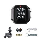 MASO 1pc Motorcycle Tire Pressure Monitoring System, External Tire Pressure Sensor, Real-Time Monitoring Tires' Pressure & Temperature for Two-Wheeled Motorcycle, Black