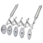 5 Wheel Pastry Cutter, Stainless Pizza Slicer Multi-Round Dough Cutter Roller Cookie Pastry Knife Divider with Handle 5 Wheel Pizza Cutter