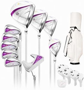 PGM G500 Lady Women's 11-Club Golf Set, Lightweight, Beginner, White/Purple | Lightweight and easy to enjoy: 11 right-handed clubs, bag and covers, proportioned for petite and standard women.