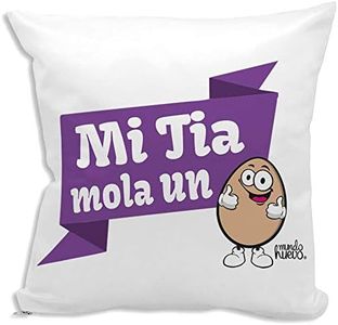 Cojin Decorativo, Original y Personalizado tias Incluye Relleno. Tia molas un Huevo. 42,5 X 42,5 cm. Cojines con Agradable Tacto de Algodon.