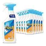 Flash Kitchen Cleaner Spray, 4.5 Litres (450 ml x 10), Surface Cleaner & Grease Remover, Streak-Free Shine, Fresh Citrus Scent