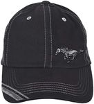 Checkered Flag Men's Ford Mustang Cap a Black Adjustable Fabric Hat