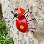 Garden Mile Colourful Garden Wall Art Hand Painted Ladybird Statue - Eye-Catching and Weather Resistant Garden Wall Decorations for Indoor Outdoor Wall, Fence, Tree Decor - (Medium Crazee Ladybug)