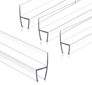 Stysdsf Glass Shower Door Seal Strip, 4 Pcs 3/8" x 39" h-Type Bottom Sweep for 3/8 Inch Glass, Ultra-Clear Frameless Shower Door Side Seal, Stop Shower Leaks & Create Water Barrier, Polycarbonate