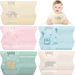 Shinymoon 100 Pcs Disposable Baby Bibs Individual Wrapped Travel Bibs Waterproof Food Catcher for Toddlers Girls Boys Feeding (Cute Style)