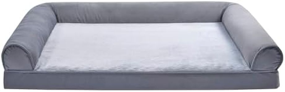 Amazon Basics Couchbett aus Schaumstoff für Hunde und Haustiere mit abnehmbarem Bezug, Grau, 112 x 89 x 20 cm (L x W x H)