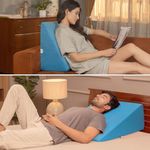 UrbanBed Orthopaedic Wedge Pillow with Latex Foam for Back Support, Acid Reflux, GERD, Lounging, Leg Elevation Bed Wedge Cushion with Machine Washable Cover in Standard Size(18x17.5x9.5) Mystique Teal