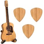 LFCFBH Wooden Acoustic Guitar Pick Box, Guitar Pick Holder with 3 Guitar Picks for Guitar Players Lovers