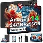 Tablet 11 inch, 2025 Android 14 Tablet with 24GB RAM 256GB ROM (1TB Expand), Octa-Core Tablets with 13MP+5MP Camera, 8000mAh, IPS HD Touch Screen, 5G WiFi Widevine L1, GPS, Split Screen (Black)