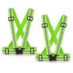 SAWNZC Running Reflective Vest Gear 2Pack with 4 Reflective Bands, Adjustable Safety Vests High Visible Reflective Belt Wristbands Straps for Night Running Outdoor Cycling Motorcycle Dog Walk Jogging