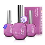 Lavender Violets 12ml x 3 Pcs Gel Nail polish Base and Top Coat Set Strengthening Nail Extension Enhance UV LED Soak Off Blossom Decorate for False Tips,Press On Nail Glue Varnish Manicure F807