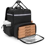 Trunab Expandable Food Delivery Backpack with 4 Cups Holder, 14” Pizza Delivery Bag with Support Boards, Insulated Delivery Bag with Reflective Strip for Bike Delivery, Uber Eats (Patented Design)