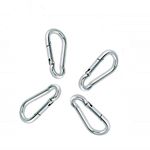 4 Pack Spring Snap Hooks, Carabiner Galvanized Steel Clip Keychain, Silver Quick Link Clip Keychain for Camping, Hiking, Outdoor and Gym, Small M5 Carabiners for Dog Leash Harness