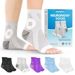 BraceAbility Neuropathy Socks for Women and Men - Toeless Compression Foot Neuropathy Socks, Peripheral Neuropathy Socks, Diabetic Neuropathy Socks, Arthritis Socks (L - Gray)