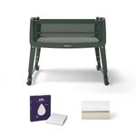 SnuzPod Studio Next to Me Crib Bundle - Portable, Lightweight Baby Bed with Zip-Down Wall & Breathable Mattress, Waterproof Crib Mattress Protector & Bedside Crib Fitted Sheets, Berlin