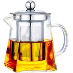 with Infuser Clear Glass Teapot,Tea Pot with Tea Strainers,Borosilicate Glass Teapot with Infusers for Loose TeaHeat Resistant Loose Leaf Teapot,Stovetop Dishwasher Safe (750ML/25OZ)