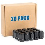 JiiinMiiin 20pcs 1/2 x20 Black Lug Nuts, 1/2-20 Wheel Nuts with 19mm(3/4") Hex Tuner, 1.38" Length with Cone Seat, Compatible with Jeep Wrangler JK Jeep Grand Cherokee and More