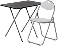 Harbour Housewares 2 Piece Folding Desk and Chair Set - Small Modern Home Office Workstation for PC Laptop Study - Wooden Top - White/White