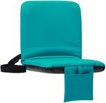 Sportneer Stadium Seat for Bleachers, Bleacher Seats with Back Support 6 Reclining Positions, Portable Stadium Chairs with Padded Cushion and Shoulder Strap for Sports Events, Light Blue