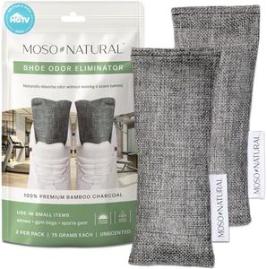 Moso Natural Shoe Deodorizer Insert | Charcoal Odor Absorber for Shoes, Boots, Gym Bag | Unscented Shoe Odor Eliminator | Air Purifying Bags (Two Per Pack)