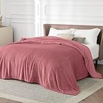 Bedsure Fleece Blanket King Size for Bed - Soft Cosy Fluffy Throw Blankets, Warm Large Throws for Audlts, Dusty Rose, 270x230 cm