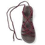 Plaka Flat Gladiator Sandals for Women Sahara, Sunset Sangria, 8