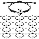 ASTER 14Pcs Football Bracelet Adjustable Metal Football Charm Bracelet Braided Rope Bracelets Football Friendship Bracelet, Football Party Bags Fillers Fashion Football Gifts for Kids,Boys,Girls