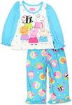 Peppa Pig Girls Toddler Soft Polyester Long Sleeve Pajamas (6-6X, Long Sleeve Blue)