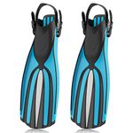 Scuba Diving Fins with Open Heel, Adjustable Buckles, 4 Channel Blades, TEP&TPR High Toughness Material for Snorkeling, Swimming, Professional Free Diving Fins for Adults Women, Men (Large)