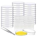 ADFEN 30Pcs Petri Dish Set with Lids,Plastic Petri Dishes with 15Pcs 3ml Plastic Transfer Pipettes Dropper and 1 Tweezers for Lab, Experiment, Biology, Microbiology Studies,Science Fair Project