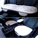 Kinex® Premium Car Seat Cover with Armrest Pad, Breathable Durable Fur Fabric, Soft & Comfortable Front & Back Seat Protector for All Seasons Universal Fit for All Cars (3 Pcs Set) (Beige)