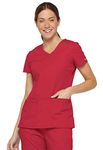 Dickies womens Signature V-neck Top With Multiple Patch Pockets medical scrubs shirts, Red, Medium US