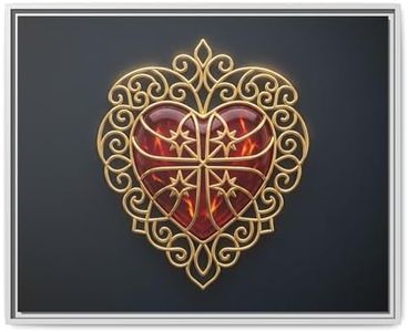 BrickByDreamCo Ornate Gold Filigree Heart Matte Canvas Framed | Decorative Wall Art