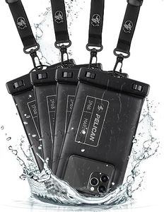 Pelican 4 Pack Marine - IP68 Waterproof Phone Pouch/Case (Regular Size) - Floating Waterproof Phone Case - for iPhone 15 Pro Max/ 14 Pro Max/ 13 Pro Max/ 12/ S24 Ultra - Detachable Lanyard - Black