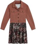 Beautees Girls' Sueded Jacket and Sleeveless Dress Set, Cinnamon/Multi Floral, Large