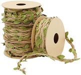 Juvale Burlap Leaf Ribbon - Jungle, Safari & Fairy Party, Enchanted Forest Decor, Vines for Crafts (4 Rolls, 65.6 Ft Total)