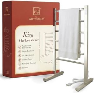 WarmlyYours Warmly Yours 6-Bar Ibiza Freestanding Electric Heated Bath Towel Warmer Rack, Polished, Plug-in, Silver