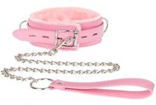 TIVMIK Women's Leather Collar Adjustable Size Choker, A variety of colours suitable for a variety of Senarios Applicable, Xq-001-pink, Large