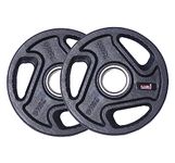 USI UNIVERSAL Weight Plates, RWP 25Kg Pair Tough Rubber Olympic Weight Plates For Home Gym 51mm, Cast Iron & Rubber Construction, Steel Bush Olympic Hole, Ideal For Cross Training, Weight Lifting