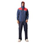 ZEEL Rain Coat for Men Waterproof for Bike Riders with Adjustable Hood and Pocket,Waterproof Raincoat with Polyester Jacket Pant and Carrying Pouch,AZ06 Navy-Red L