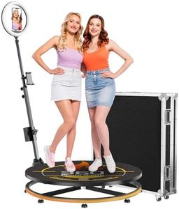 RIXZSIW 360 Photo Booth Machine with Software App Remote Control 360° Auto Slow Rotation Shooting for Events, Weddings and Parties, Standing for 2-4 Person（27in-CD+Flight Case）