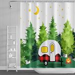 DORCEV 65x72inch Forest Camping Bathroom Curtain Camper Trailer RV Shower Curtain Sets Spring Travel Forest Camping Bonfire Adventure Bath Curtain Set Decor Hooks Included Waterproof Fabric