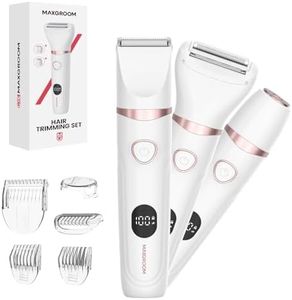 MAXGROOM 3 in 1 Lady Shaver for Women, Wet & Dry Electric Razor, IPX6 Waterproof Bikini Trimmer for Pubic Hair, LED Display, Hypoallergenic for Sensitive Skin, Facial Legs Underarms Body Groomer