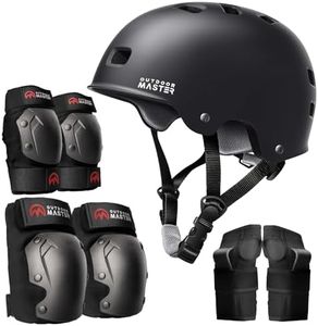 OutdoorMaster Skate Protective Gear Set for Adult & Youth, Skateboard Helmet Knee and Elbow Pads with Wrist Guards for Scooter, Inline Roller Skating, Skateboarding