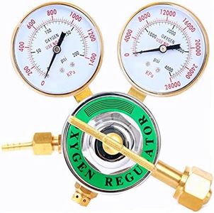 Baotkere Oxygen Regulator Welding Gas Gauges Full Brass Heavy Duty Large Tank Cutting Torch Kit Outlet 0-200PSI Inlet 0-4000PSI CGA 540 (Oxygen Regulator)