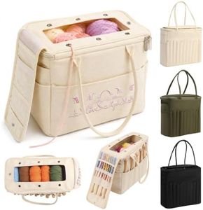 Personalized Canvas Crochet Bag Organizer with Embroidered Name and Icon
