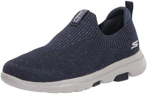 Skechers Womens Go Walk 5-Starlit Walking Shoes Vegan Sparkle Effect Colid Colored Knit with Woven-in Metallic Detail Navy - 7 UK (124214)
