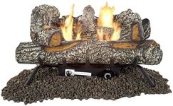 Comfort Glow Vent Free Gas Fireplace Log Insert, 6 Pcs 24" Black Forest Logs, Dual Fuel (LP/NG), Double Yellow Flame, Adjustable Thermostat, Heats 1,250 Sq Ft